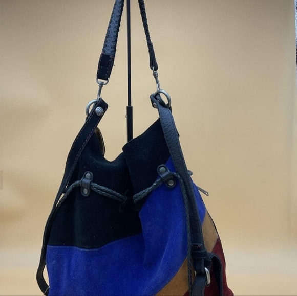 Patricia Nash Caffarelli Colorblock Suede Leather Drawstring  Purse - Picture 5 of 13